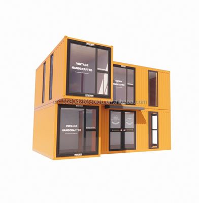 s Modernes Doppelgeschossige Glaswände Containerhaus mit 50/75/100mm Welle Sandwich-Panel Trennbar Klappstahl-Van für Büro