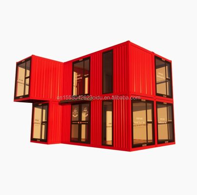 s Modernes Doppelgeschossige Glaswände Containerhaus mit 50/75/100mm Welle Sandwich-Panel Trennbar Klappstahl-Van für Büro