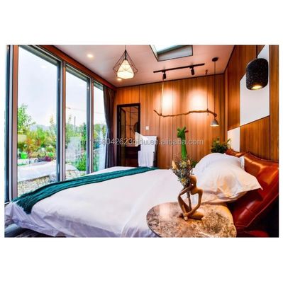 Umweltfreundliche Materialien 20ft 40ft 2 Schlafzimmer Vorgefertigte Gartenkabine Haus Glastüren Behälter Holzhaus für Hotel