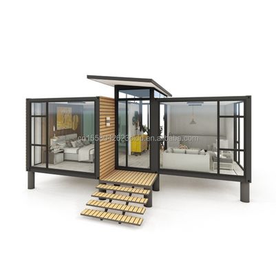 Modernes Design Gartenbehälter Stahlkonstruktion Holzhaus Familienwohnungen Fenster Aluminiumlegierung Fenster