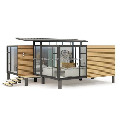 Modernes Design Gartenbehälter Stahlkonstruktion Holzhaus Familienwohnungen Fenster Aluminiumlegierung Fenster