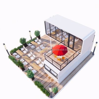 Stahlkonstruktionsrahmen geschweißt 20ft Luxus tragbare Fertighäuser mit individueller Farbe für Essen Straßenkaffeehaus