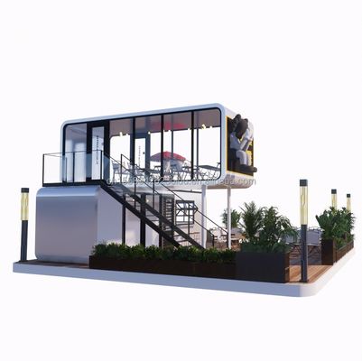 Stahlkonstruktionsrahmen geschweißt 20ft Luxus tragbare Fertighäuser mit individueller Farbe für Essen Straßenkaffeehaus
