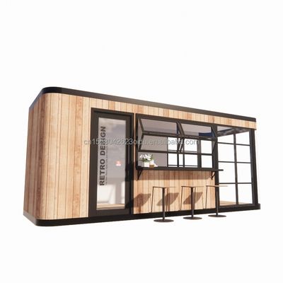 Galvanisierte Stahlquadratrohre Struktur 20FT Behälter Kaffeebar Mobil Sonnenlicht Haus Außenbar mit individueller Farbe