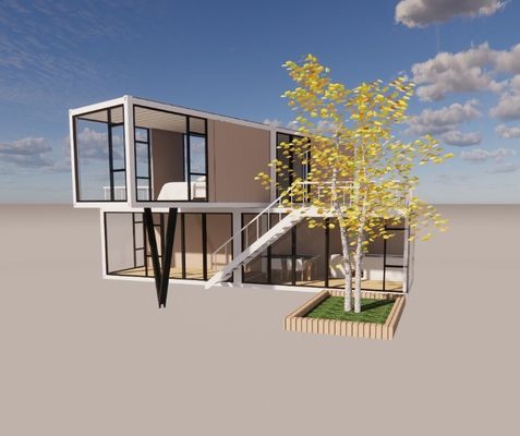 20 oder 40 Fuß Luxus-Design Zwei-Schichten-Wohnung Verarbeitete Wohnung Portable Container-Haus mit Aluminium-Legierungsfenstern