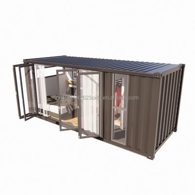 Große Klapptür aus Glas und Fenster aus Aluminiumlegierung in einem 20 Fuß großen vorgefertigten Behälter Einzelwohnung für mobile Wohnungen