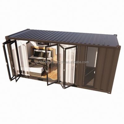 Große Klapptür aus Glas und Fenster aus Aluminiumlegierung in einem 20 Fuß großen vorgefertigten Behälter Einzelwohnung für mobile Wohnungen