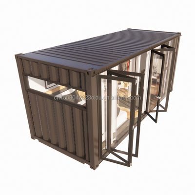 Große Klapptür aus Glas und Fenster aus Aluminiumlegierung in einem 20 Fuß großen vorgefertigten Behälter Einzelwohnung für mobile Wohnungen