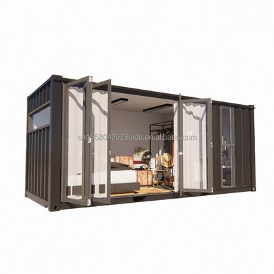 Große Klapptür aus Glas und Fenster aus Aluminiumlegierung in einem 20 Fuß großen vorgefertigten Behälter Einzelwohnung für mobile Wohnungen