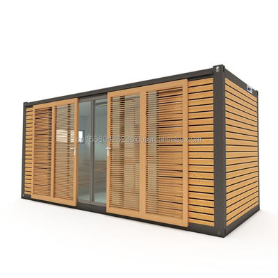 Hotel Unterkunft 20ft vorgefertigter Container Bürogebäude mit Holzschiebetür und Aluminiumfenstern