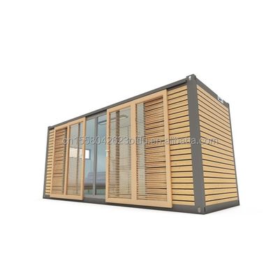 Hotel Unterkunft 20ft vorgefertigter Container Bürogebäude mit Holzschiebetür und Aluminiumfenstern