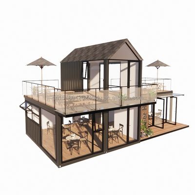 20ft 40ft Modernes einfaches Hotel 4 Schlafzimmer 1 Garage Fertighaus Container Villa Haus Apex Dach schnell zusammengebaut