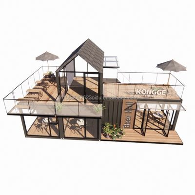 20ft 40ft Modernes einfaches Hotel 4 Schlafzimmer 1 Garage Fertighaus Container Villa Haus Apex Dach schnell zusammengebaut