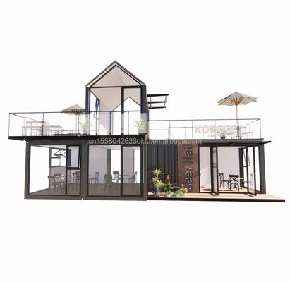 20ft 40ft Modernes einfaches Hotel 4 Schlafzimmer 1 Garage Fertighaus Container Villa Haus Apex Dach schnell zusammengebaut