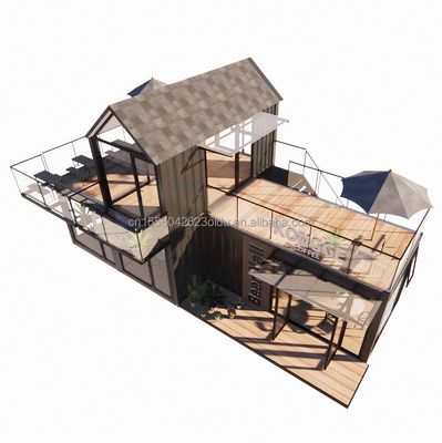 20ft 40ft Modernes einfaches Hotel 4 Schlafzimmer 1 Garage Fertighaus Container Villa Haus Apex Dach schnell zusammengebaut