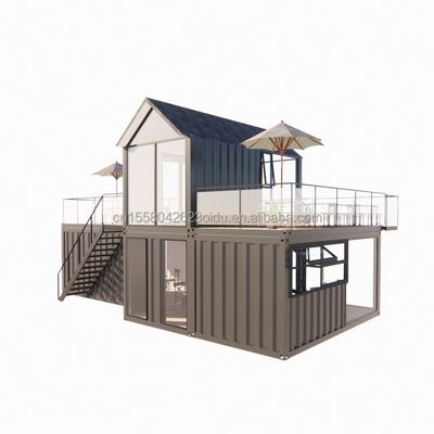 20ft 40ft Modernes einfaches Hotel 4 Schlafzimmer 1 Garage Fertighaus Container Villa Haus Apex Dach schnell zusammengebaut