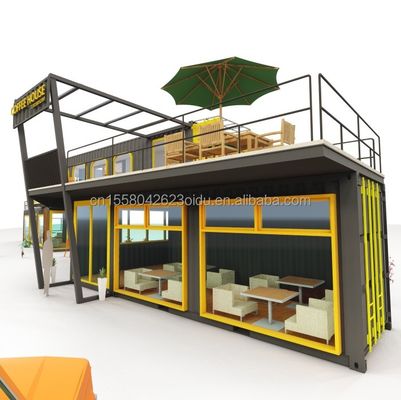 Außenrestaurant Cafe Bar Containerhaus 40FT Modernes Design mit galvanisierten Quadratrohren aus Stahl