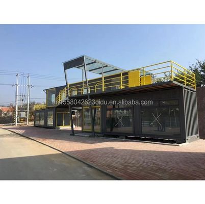 Außenrestaurant Cafe Bar Containerhaus 40FT Modernes Design mit galvanisierten Quadratrohren aus Stahl