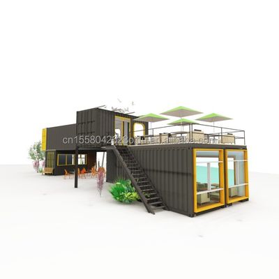 Außenrestaurant Cafe Bar Containerhaus 40FT Modernes Design mit galvanisierten Quadratrohren aus Stahl