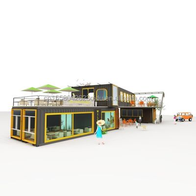 Außenrestaurant Cafe Bar Containerhaus 40FT Modernes Design mit galvanisierten Quadratrohren aus Stahl