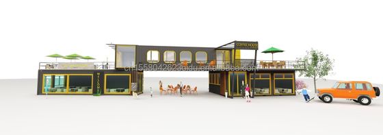 Außenrestaurant Cafe Bar Containerhaus 40FT Modernes Design mit galvanisierten Quadratrohren aus Stahl