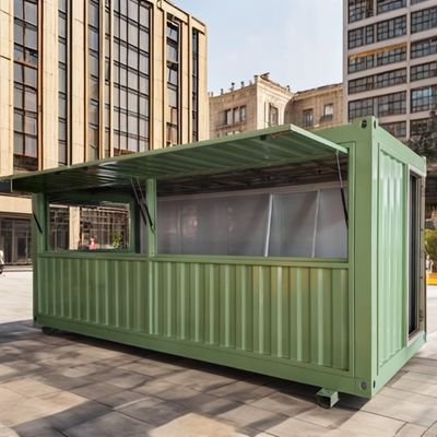 Verzinkte Stahlquadratrohre Hauptstruktur Containerhäuser für die gesamte Montage 20ft 40ft Prefab Kaffeeshop