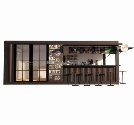 Galvanisierter Stahl 180g Stahlrahmen Modernes Design Vorgefertigte 20ft Container Bar Kaffeehaus Fast-Food Restaurant