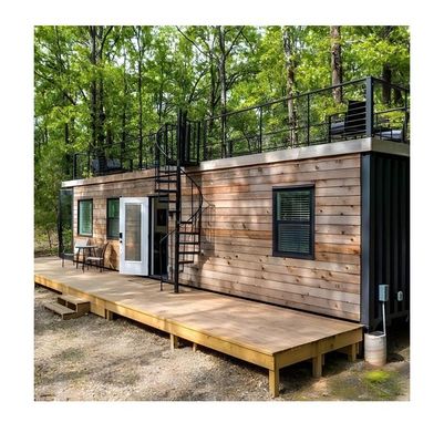 Galvanisiertes Stahlbogen 40ft tragbares Holzcontainerhaus mit 2 Schlafzimmern und 1 Wohnzimmer