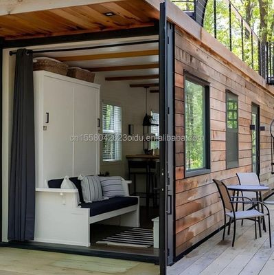 Galvanisiertes Stahlbogen 40ft tragbares Holzcontainerhaus mit 2 Schlafzimmern und 1 Wohnzimmer