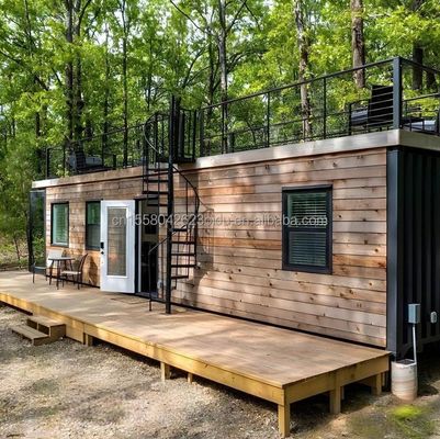 Galvanisiertes Stahlbogen 40ft tragbares Holzcontainerhaus mit 2 Schlafzimmern und 1 Wohnzimmer
