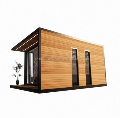 20 Fuß vorgefertigtes Containerhaus mit Stahlrahmen Aluminiumlegierung Fenster Holzglashaus und galvanisierte Stahl Biegung