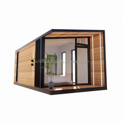 20 Fuß vorgefertigtes Containerhaus mit Stahlrahmen Aluminiumlegierung Fenster Holzglashaus und galvanisierte Stahl Biegung
