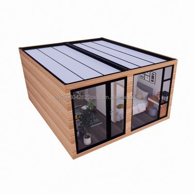 Vorgefertigtes Holzglas Sonnenlichthaus Containerhaus mit kundenspezifischer Farbe und Wand 50/75/100mm Wellen-Sandwich-Panel