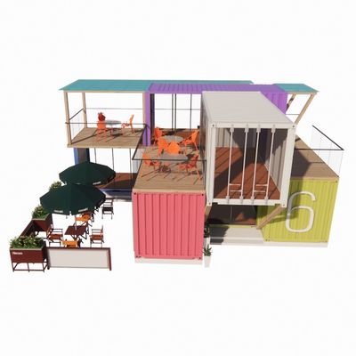 Einfache Montage und Demontage 20ft/40ft Modularer Vorgefertigter Lagerraum Versand Container Häuser Bar mit Aluminiumlegierung Fenster