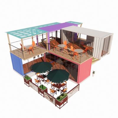 Einfache Montage und Demontage 20ft/40ft Modularer Vorgefertigter Lagerraum Versand Container Häuser Bar mit Aluminiumlegierung Fenster