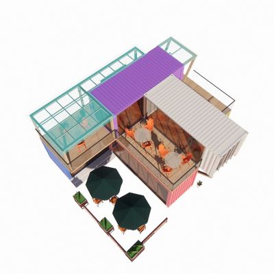Einfache Montage und Demontage 20ft/40ft Modularer Vorgefertigter Lagerraum Versand Container Häuser Bar mit Aluminiumlegierung Fenster
