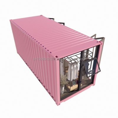 Farbiger Stahlrahmen 20 Fuß Vorgefertigter Container Bekleidungsgeschäft Kiosk Booth Mobilgeschäft mit galvanisiertem Stahl biegen
