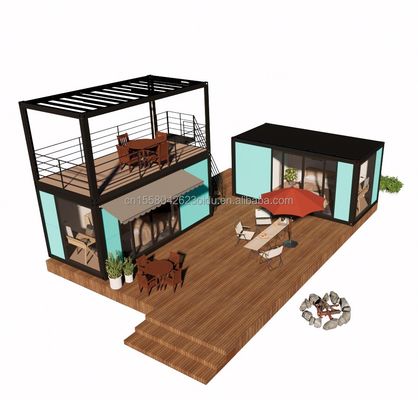 Hotel Containerhaus mit galvanisierten Stahlquadratrohren Hauptstruktur und 2 oder 3 Schlafzimmer