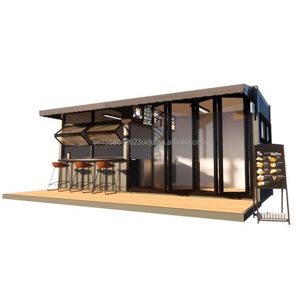 Shop 20ft vorgefertigte Container Bar mit 50/75/100mm Welle Sandwich Panel Wände tragbar und einfach zu installieren