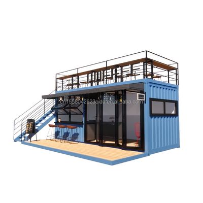 EU 20ft Food Stall Zweiter Stock Container Kaffeeshop mit galvanisierten Quadratrohren und Stahlkonstruktion gebaut
