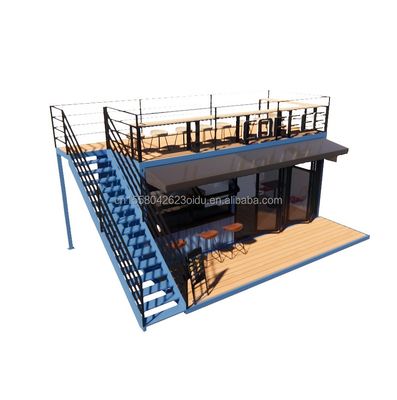 EU 20ft Food Stall Zweiter Stock Container Kaffeeshop mit galvanisierten Quadratrohren und Stahlkonstruktion gebaut