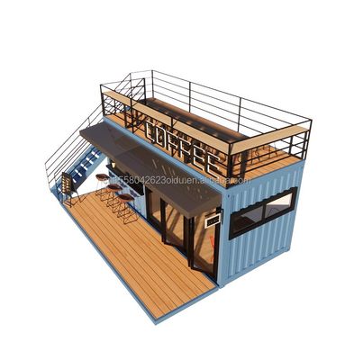 EU 20ft Food Stall Zweiter Stock Container Kaffeeshop mit galvanisierten Quadratrohren und Stahlkonstruktion gebaut