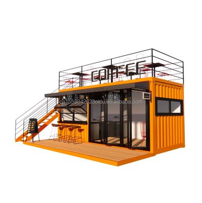 EU 20ft Food Stall Zweiter Stock Container Kaffeeshop mit galvanisierten Quadratrohren und Stahlkonstruktion gebaut