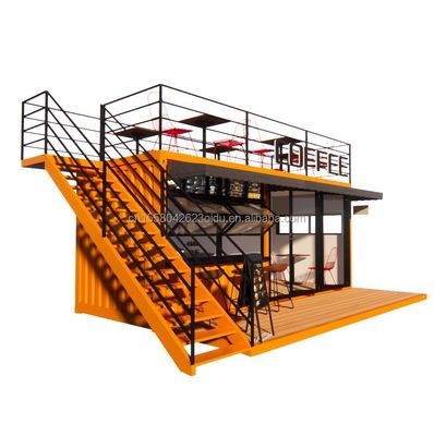 EU 20ft Food Stall Zweiter Stock Container Kaffeeshop mit galvanisierten Quadratrohren und Stahlkonstruktion gebaut