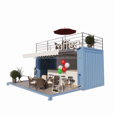 Mini 20-Fuß-Pop-Up-Shop mit modernem Design und robusten galvanisierten Quadratrohren aus Stahl Zwei Stock Container Barstand