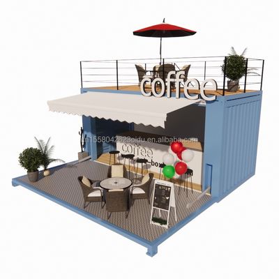 Mini 20-Fuß-Pop-Up-Shop mit modernem Design und robusten galvanisierten Quadratrohren aus Stahl Zwei Stock Container Barstand