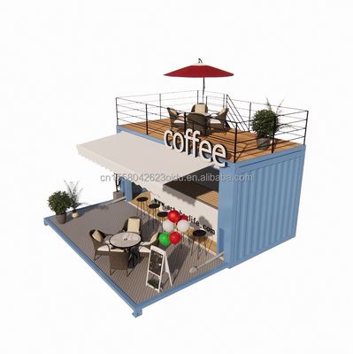 Mini 20-Fuß-Pop-Up-Shop mit modernem Design und robusten galvanisierten Quadratrohren aus Stahl Zwei Stock Container Barstand