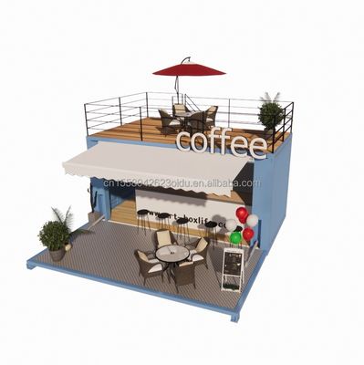 Mini 20-Fuß-Pop-Up-Shop mit modernem Design und robusten galvanisierten Quadratrohren aus Stahl Zwei Stock Container Barstand