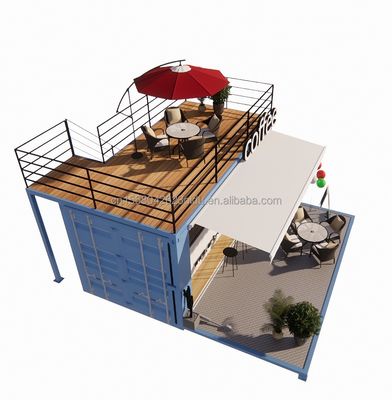 Mini 20-Fuß-Pop-Up-Shop mit modernem Design und robusten galvanisierten Quadratrohren aus Stahl Zwei Stock Container Barstand