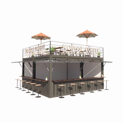 Vorgefertigte Pop-up-Container Restaurant-Shop Straßen-Food-Kiosk mit galvanisierten Stahl-Quadratrohr-Design